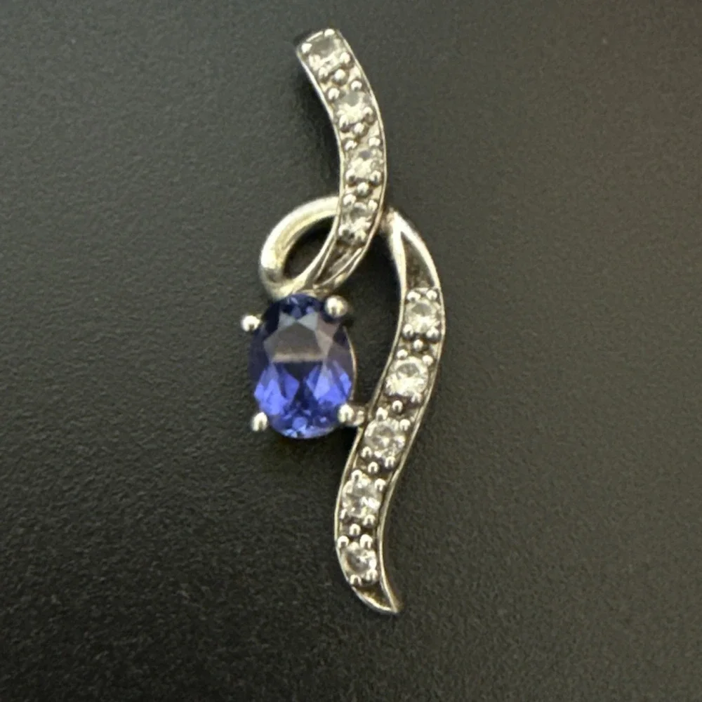 Topaz White Sapphire Infinity Pendant 925 Sterling Silver‎ Vintage